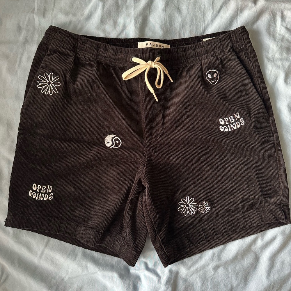 PacSun Black Corduroy Volley Shorts - Medium